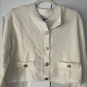 American Eagle Outfitters Cream Cardigan with Gold Accents NWT